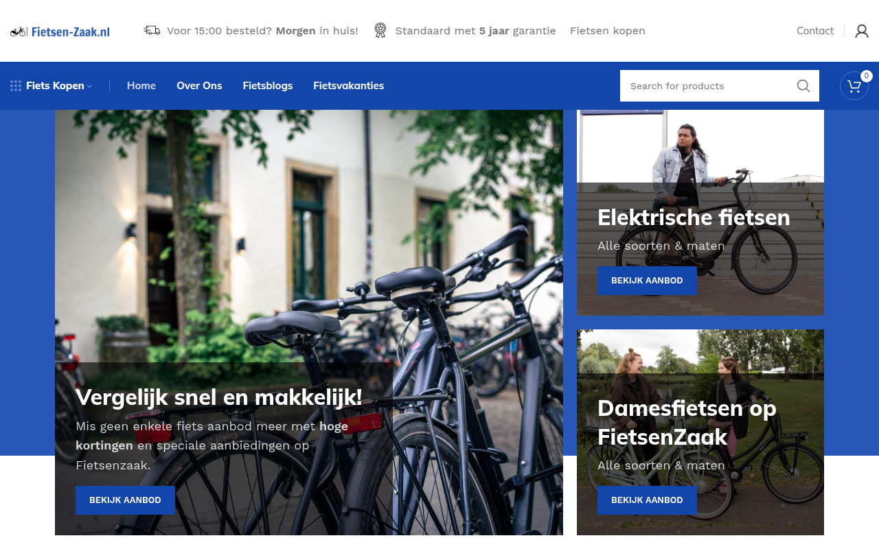 Screenshot van fietsen-zaak.nl