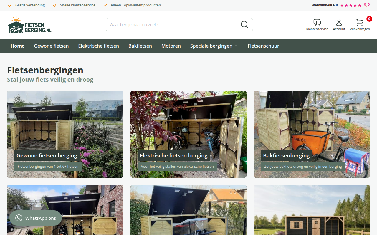 Screenshot van fietsenberging.nl