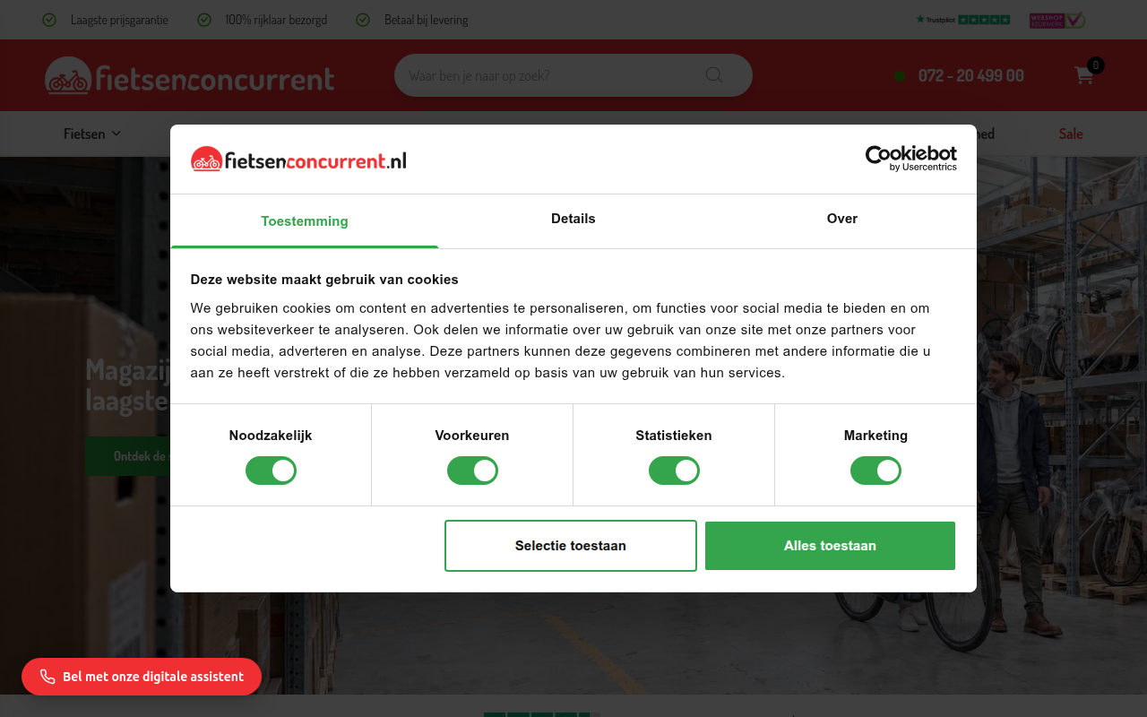 Screenshot van fietsenconcurrent.nl