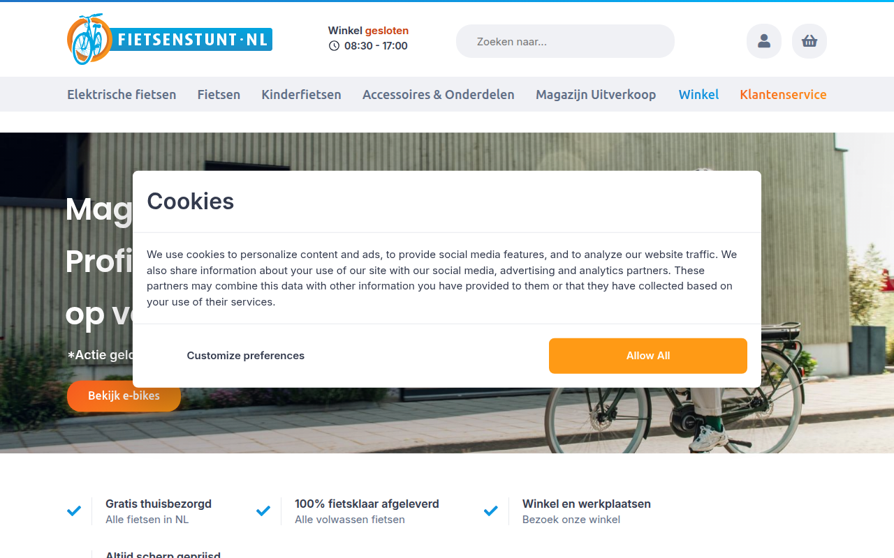 Screenshot van fietsenstunt.nl