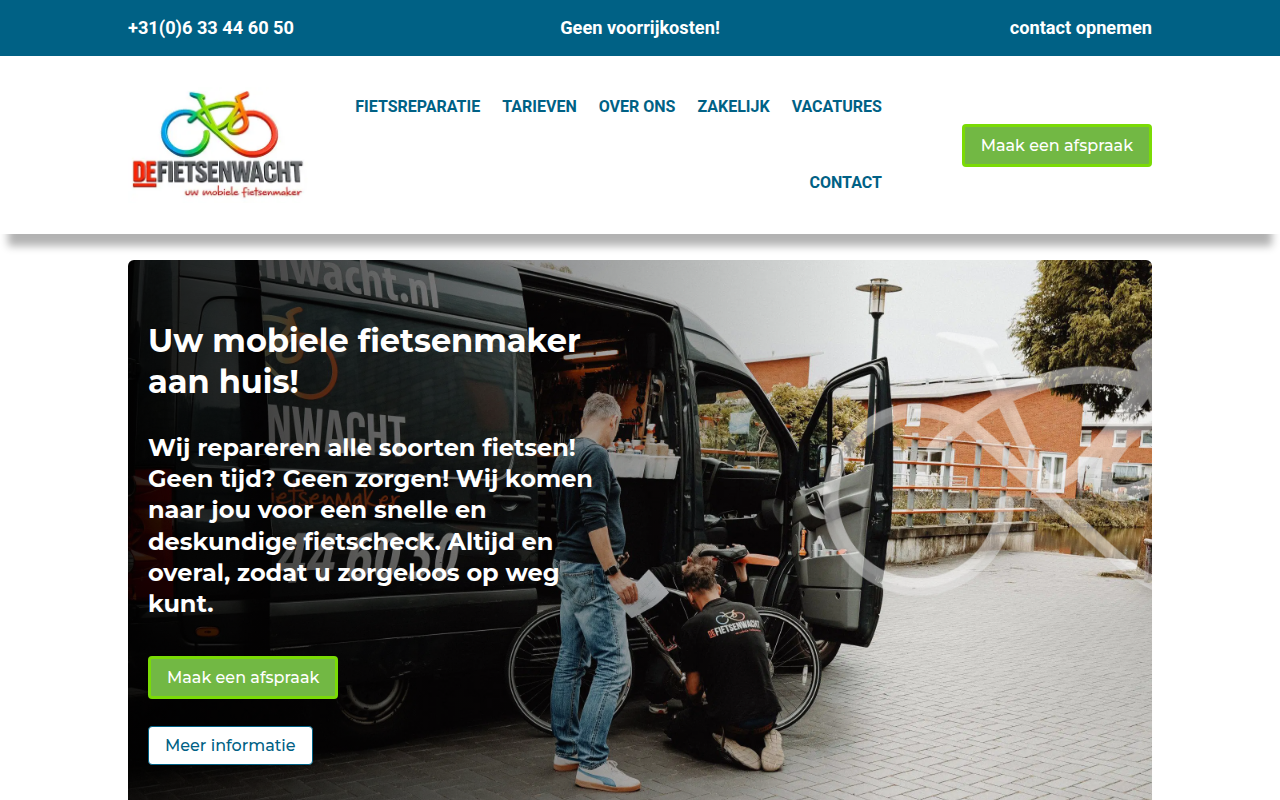 Screenshot van fietsenwacht.nl