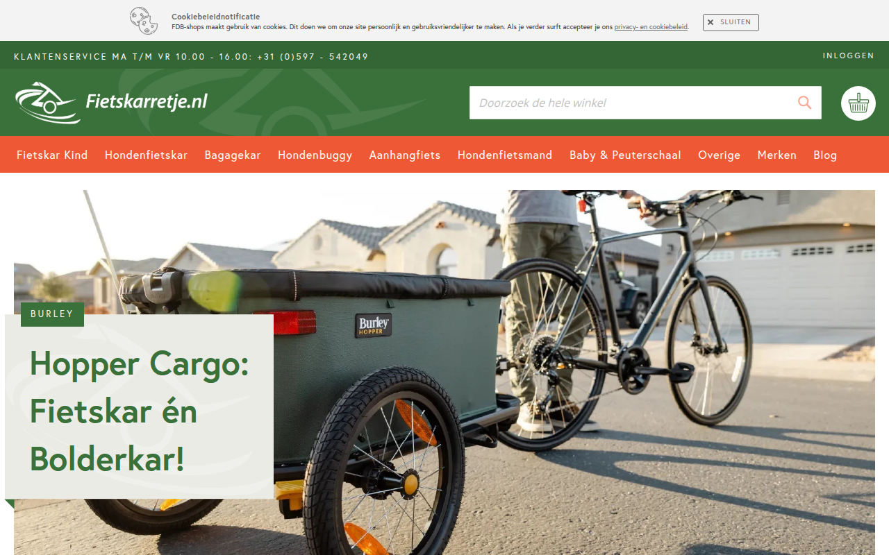 Screenshot van fietskarretje.nl