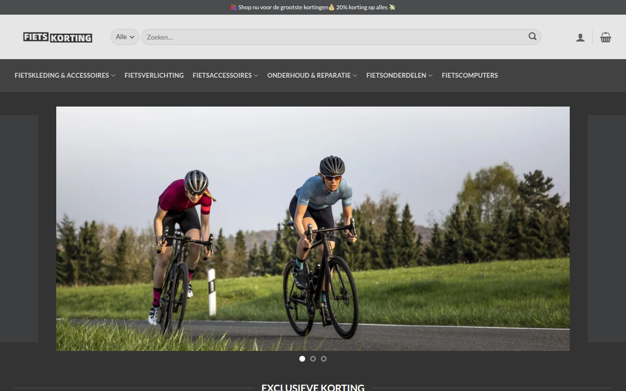 Screenshot van fietskorting.com