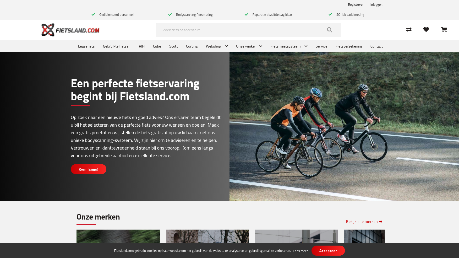 Screenshot van fietsland.com