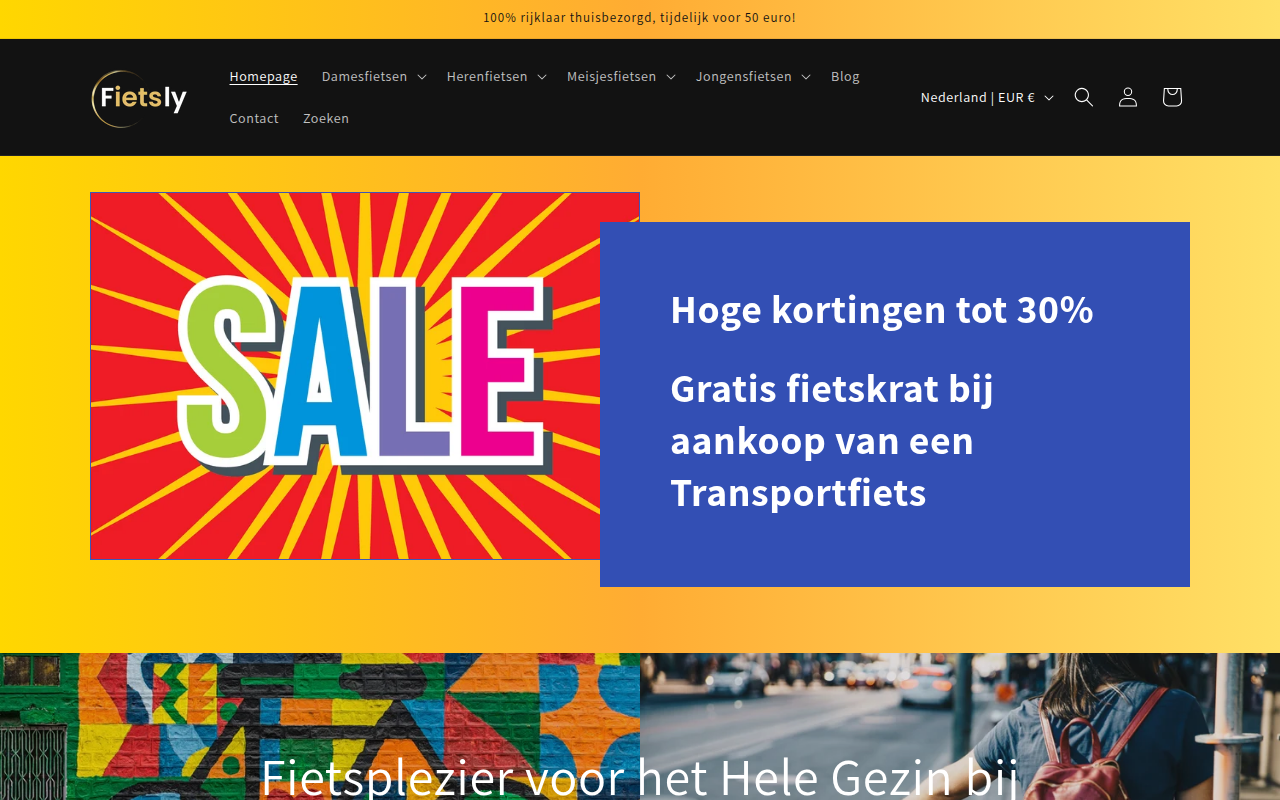 Screenshot van fietsly.nl