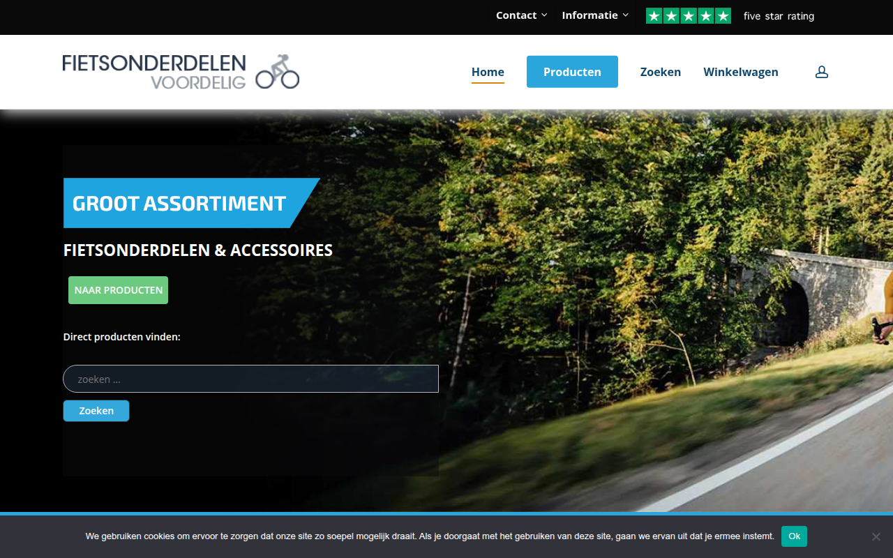 Screenshot van fietsonderdelenvoordelig.nl