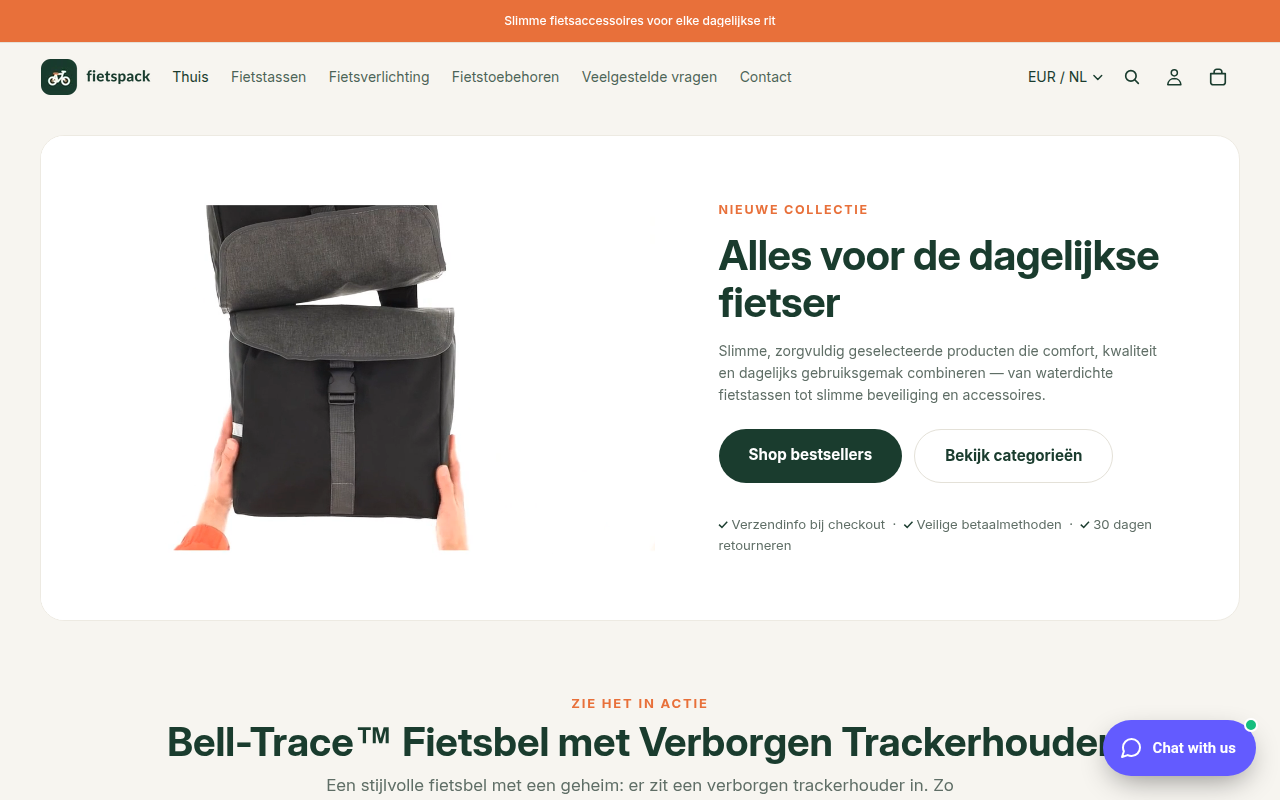 Screenshot van fietspack.shop