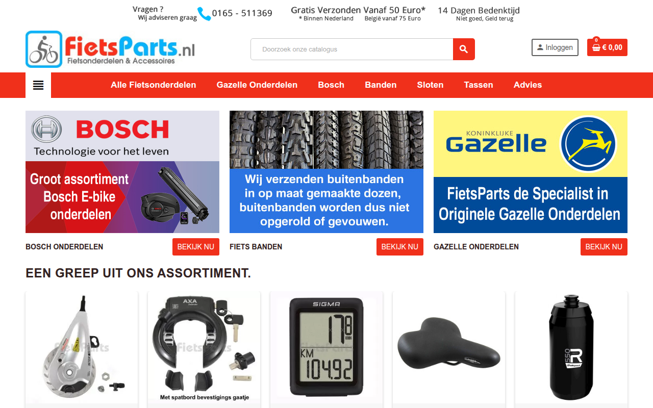 Screenshot van fietsparts.nl