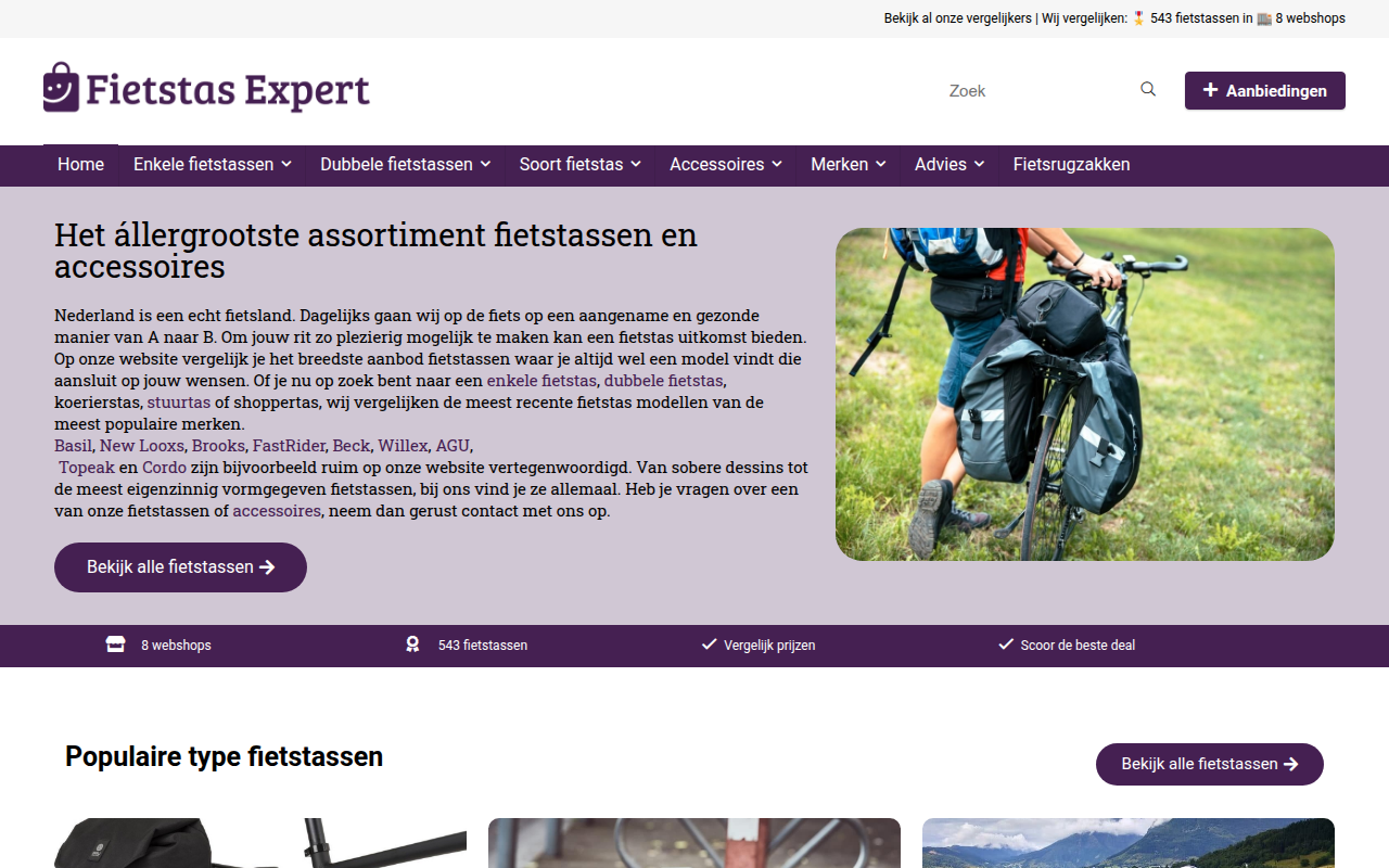 Screenshot van fietstas-expert.nl