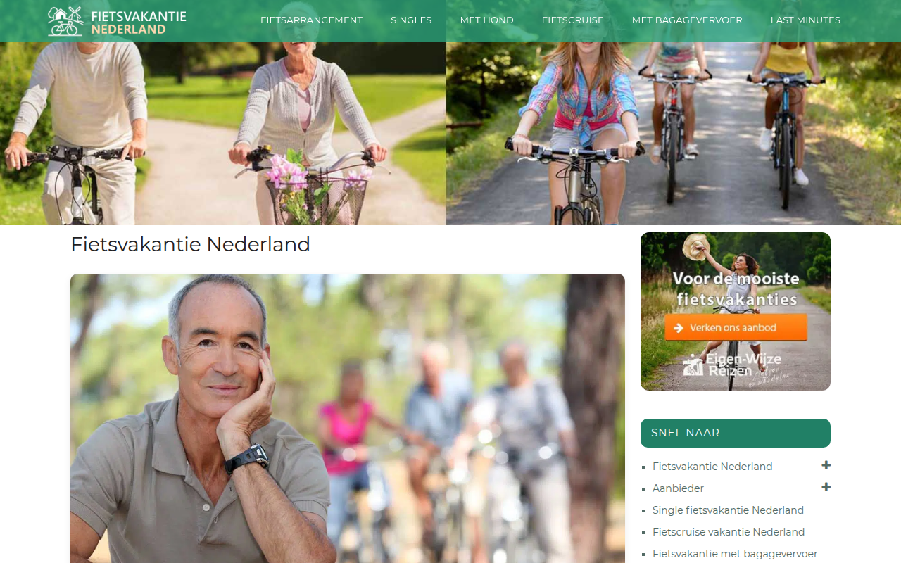 Screenshot van fietsvakantie-nederland.com