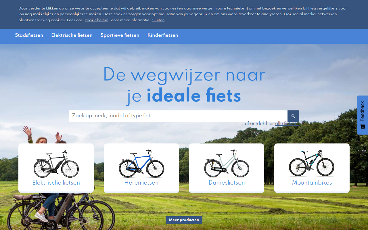 Screenshot van fietsvergelijkers.nl