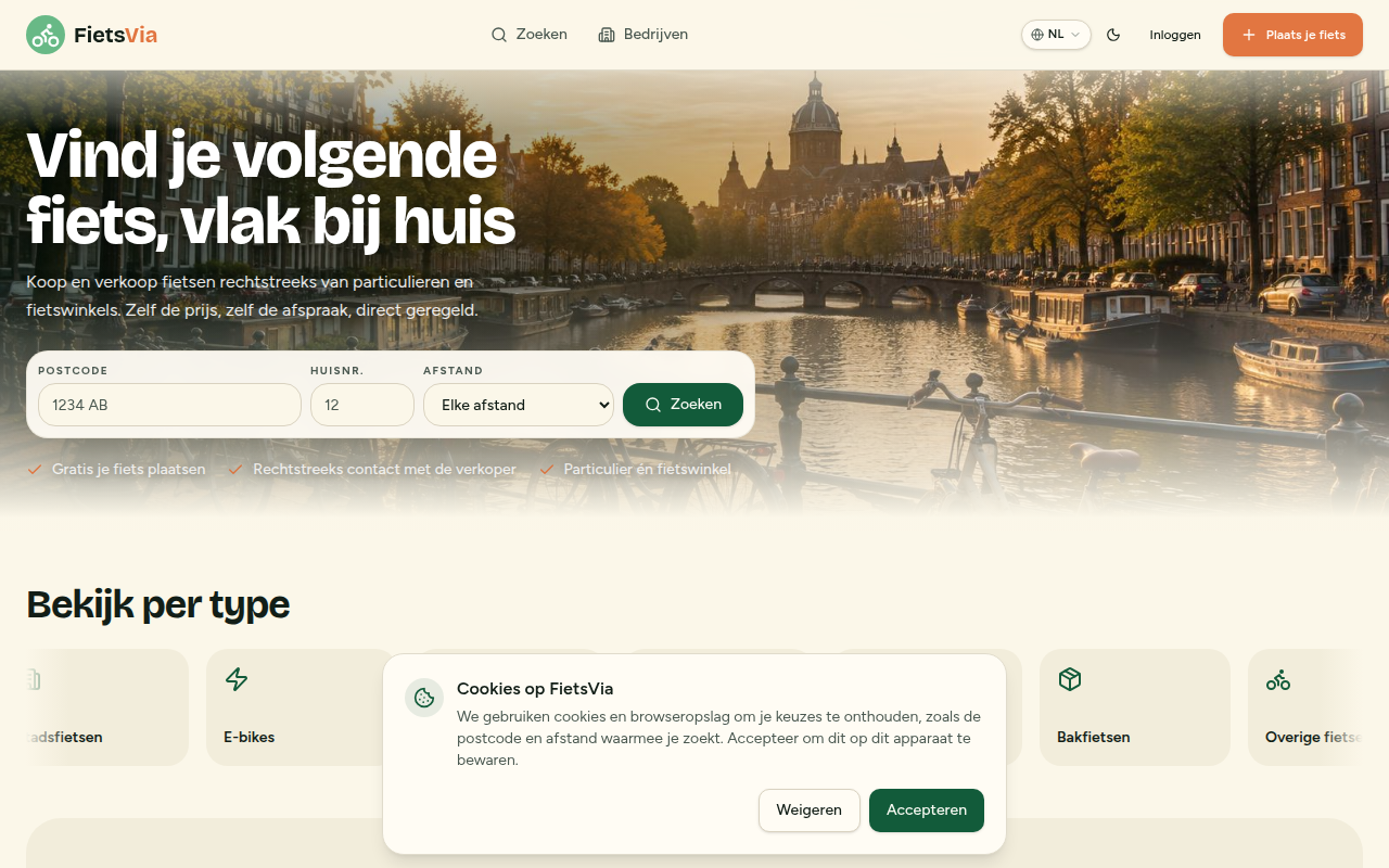 Screenshot van fietsvia.nl