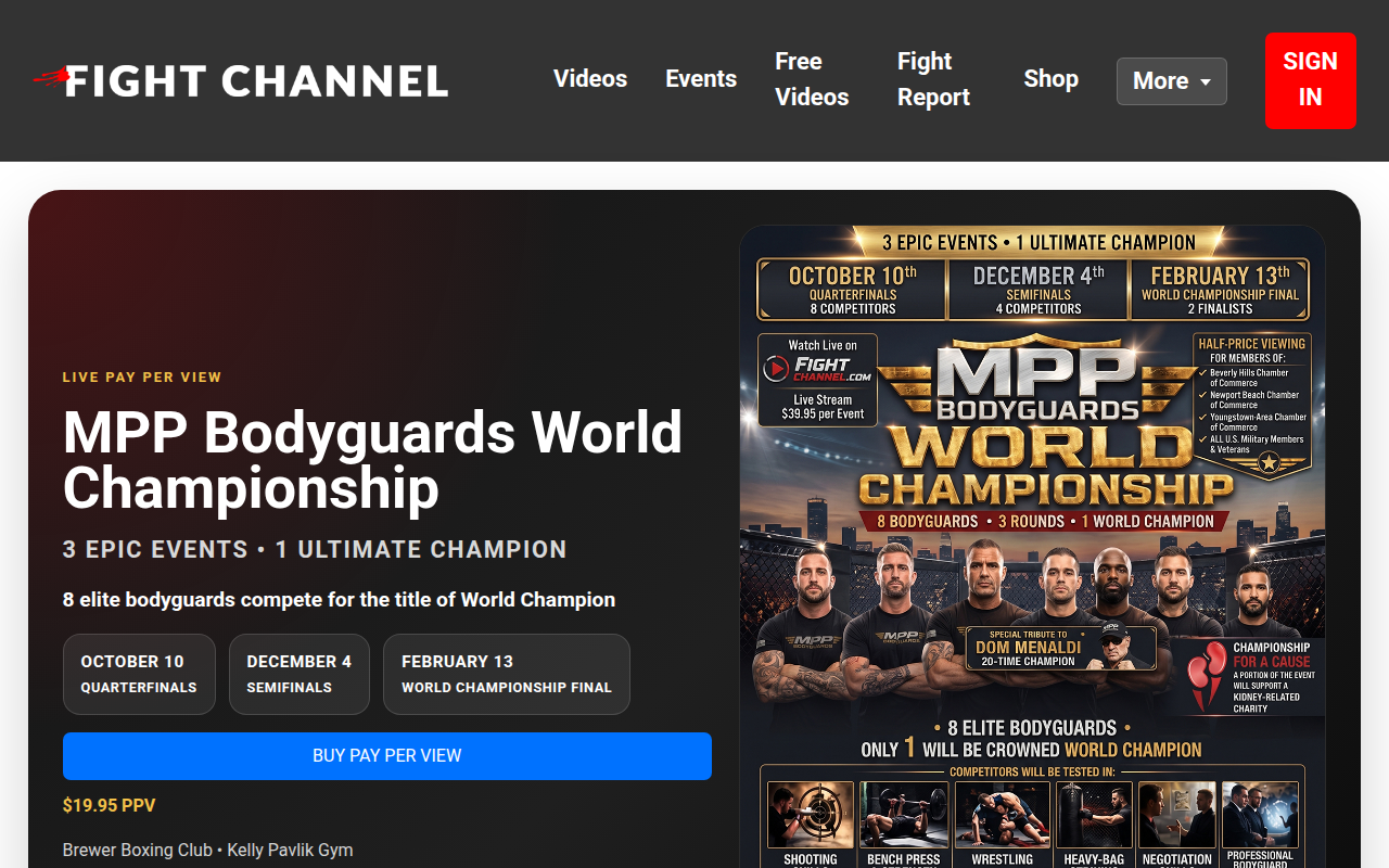 Screenshot van fightchannel.com