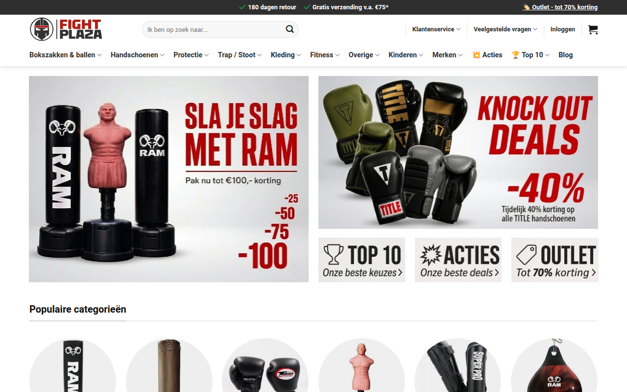 Screenshot van fightplaza.nl