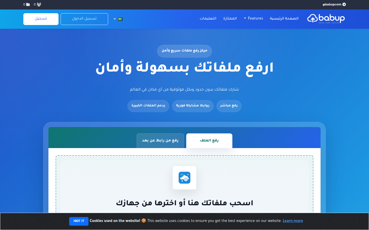 Screenshot van file-upload.com