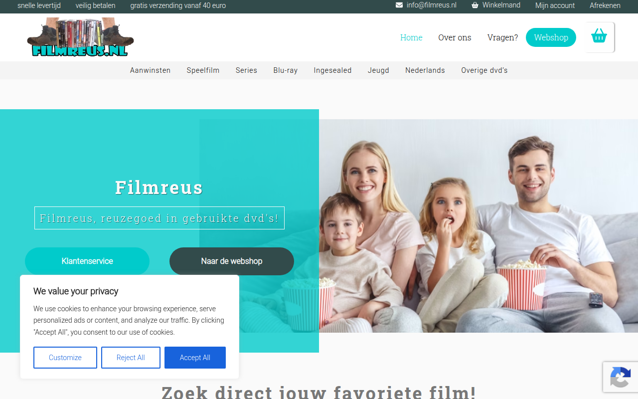 Screenshot van filmreus.nl