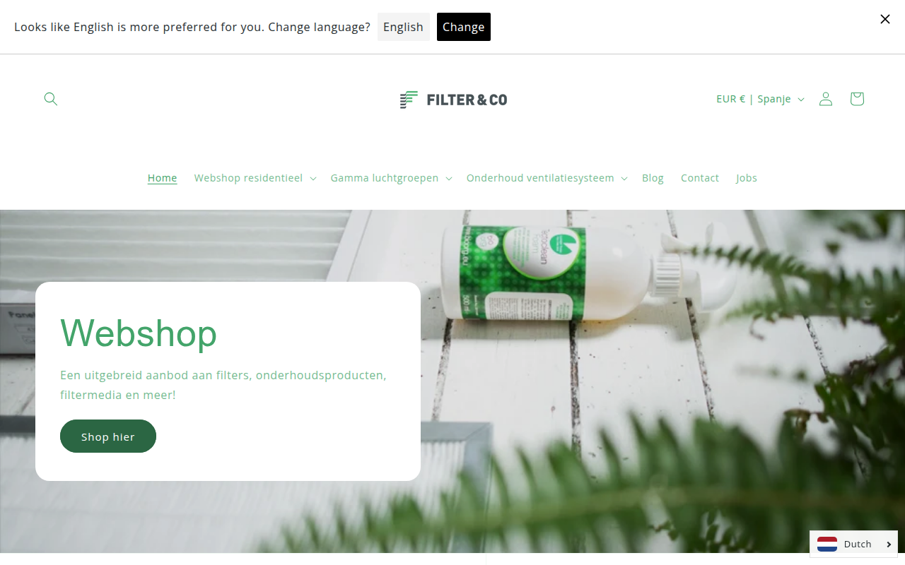 Screenshot van filterenco.com