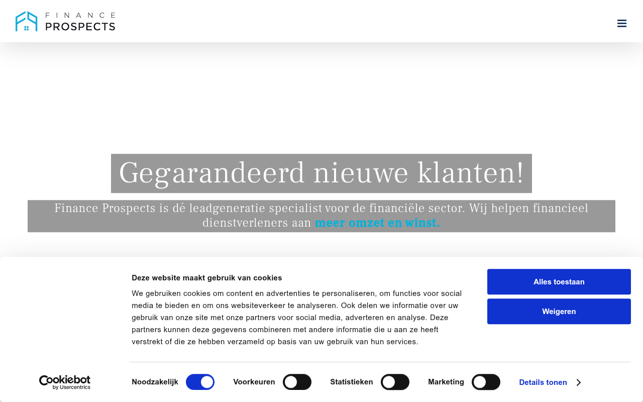 Screenshot van financeprospects.nl