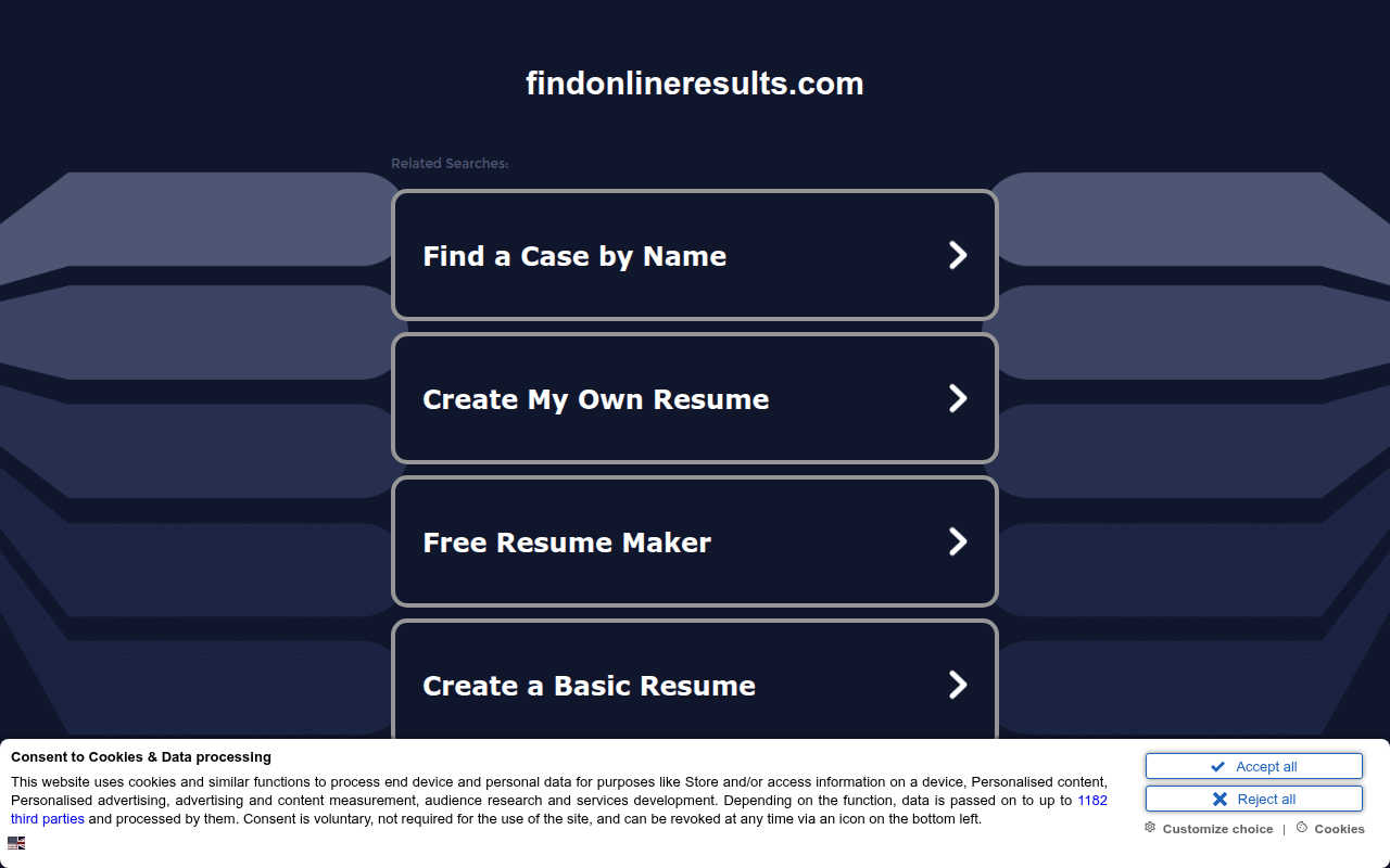 Screenshot van findonlineresults.com