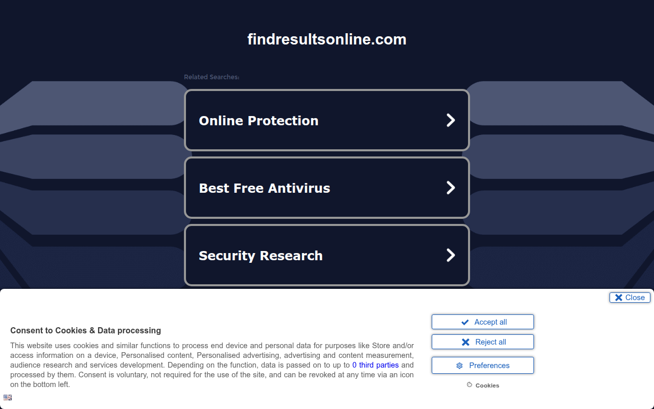 Screenshot van findresultsonline.com