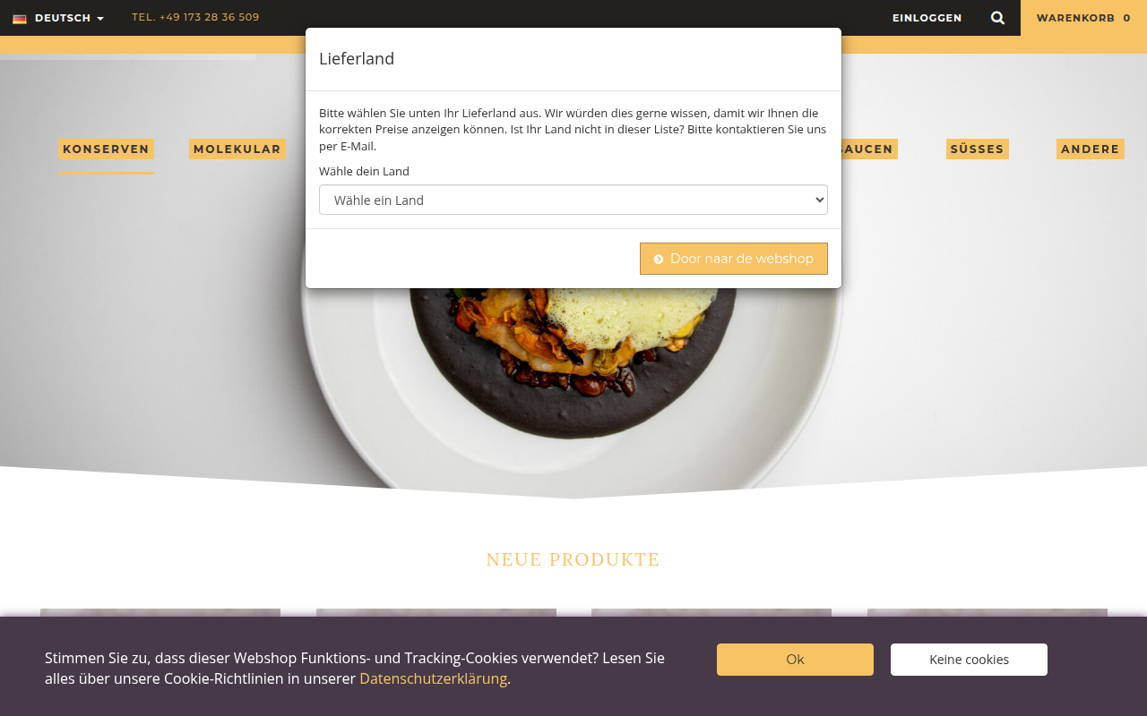 Screenshot van finefoods-online.com