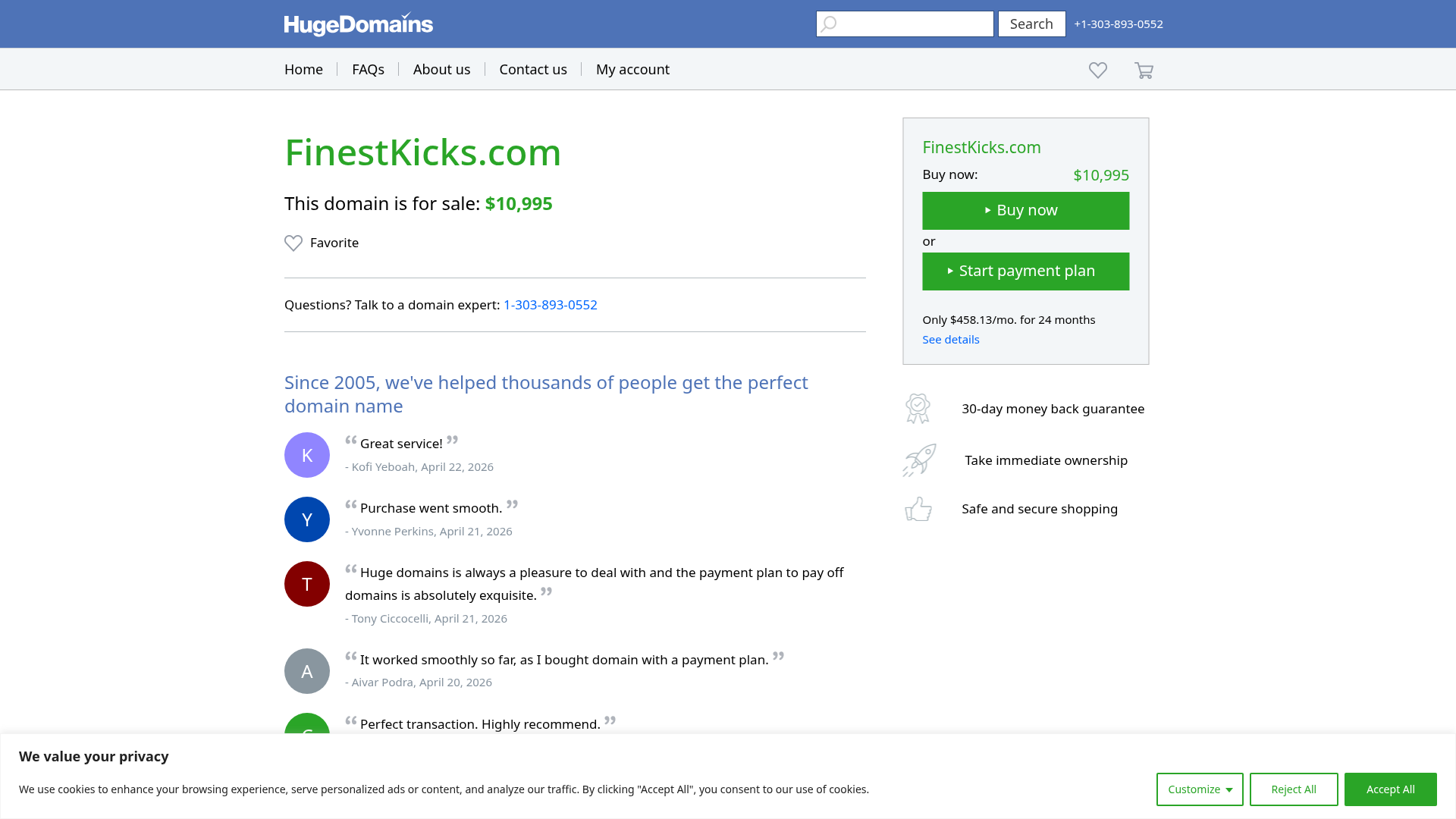 Screenshot van finestkicks.com