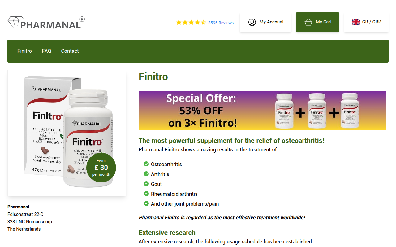 Screenshot van finitro.com