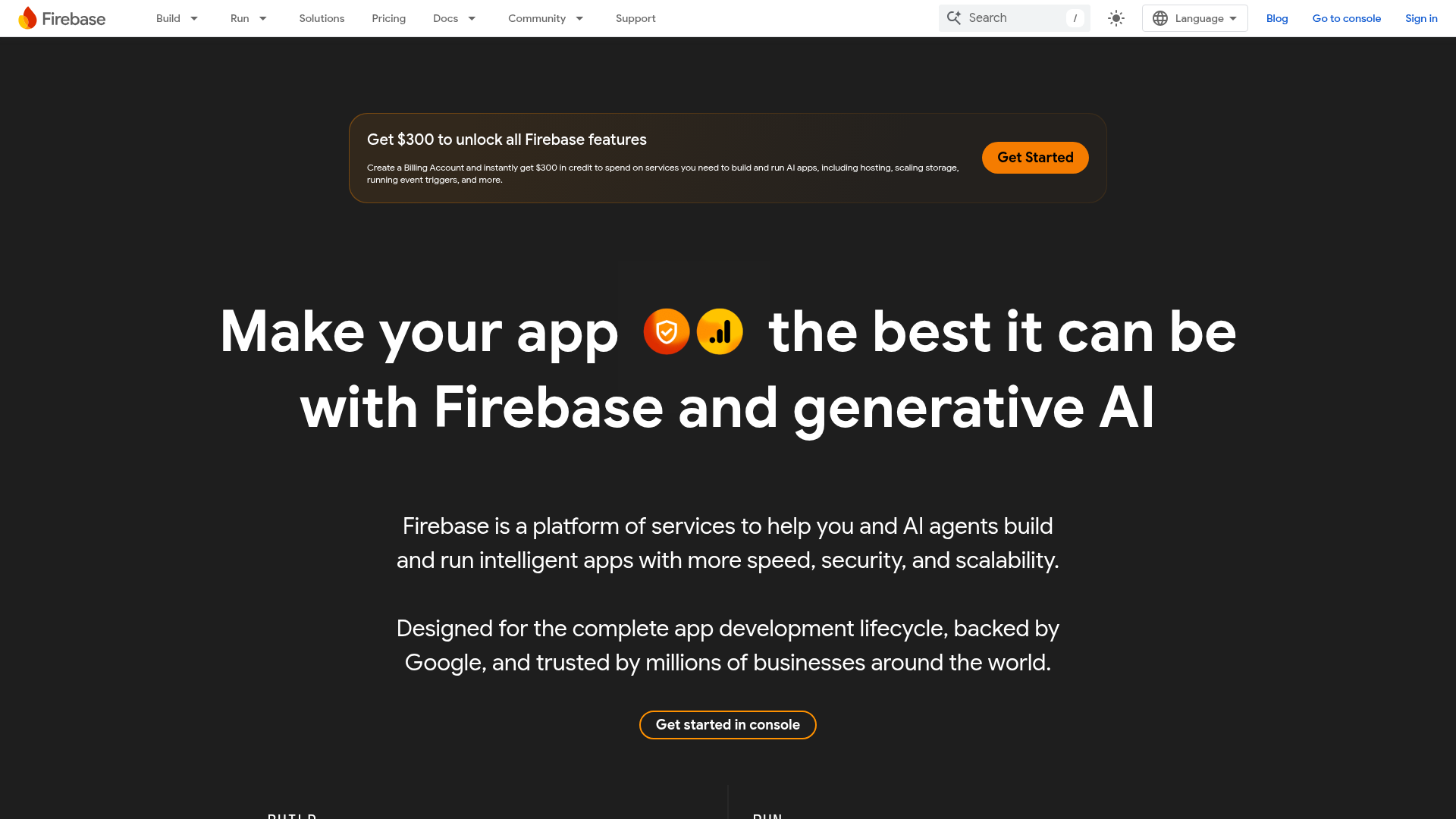 Screenshot van firebase.google.com