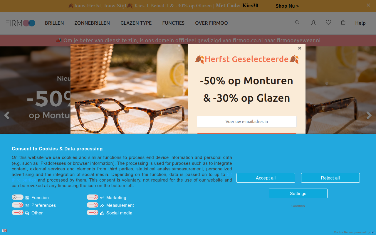 Screenshot van firmooeyewear.nl