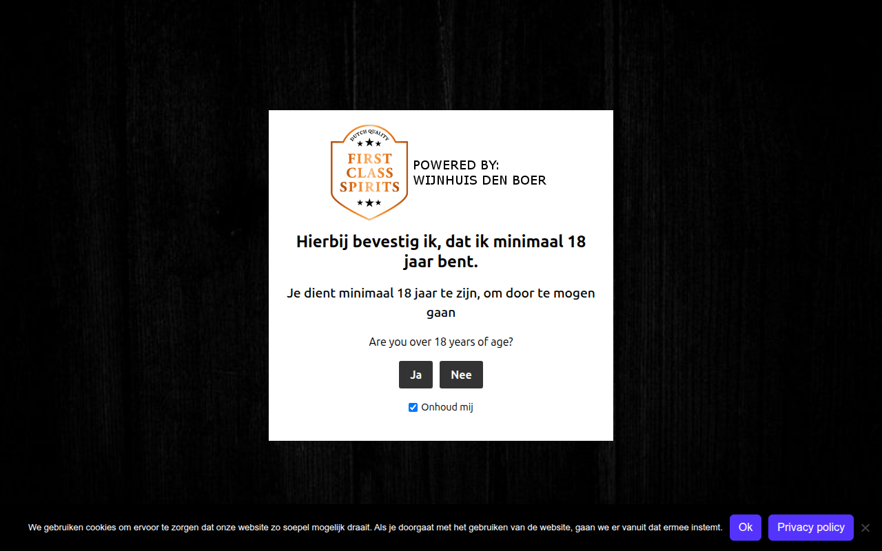 Screenshot van firstclassspirits.com