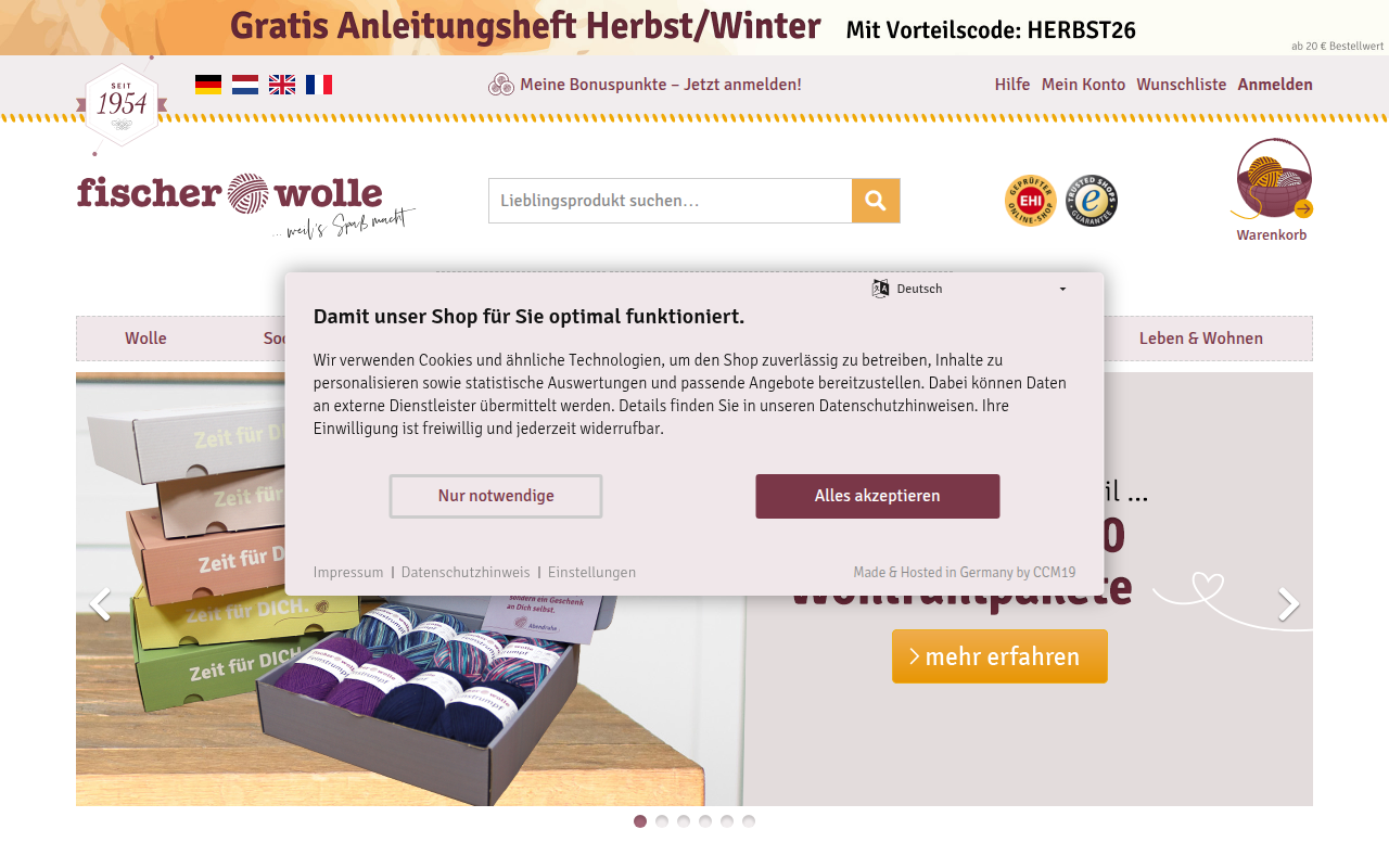 Screenshot van fischer-wolle.de