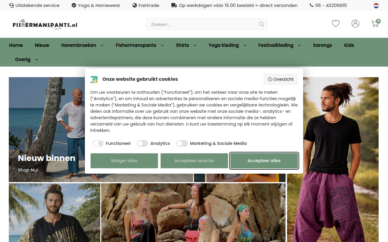 Screenshot van fishermanspants.nl