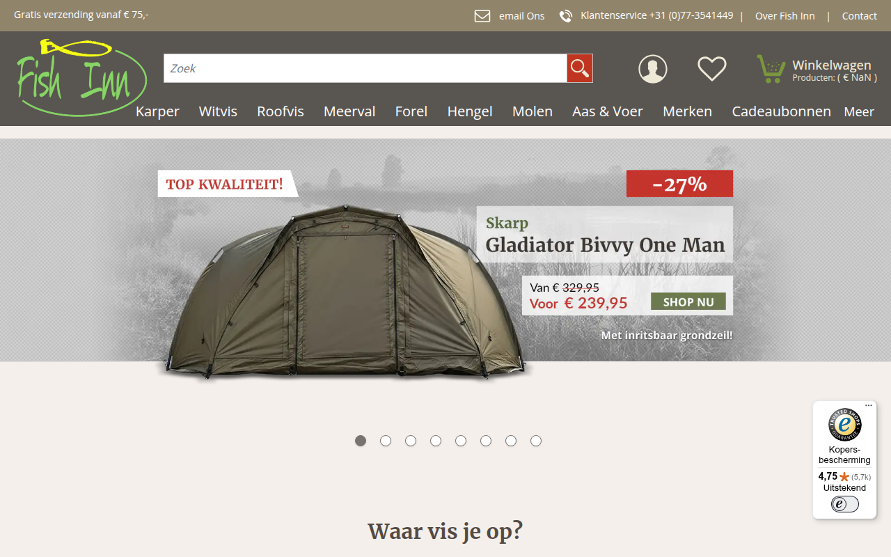 Screenshot van fishinn.nl