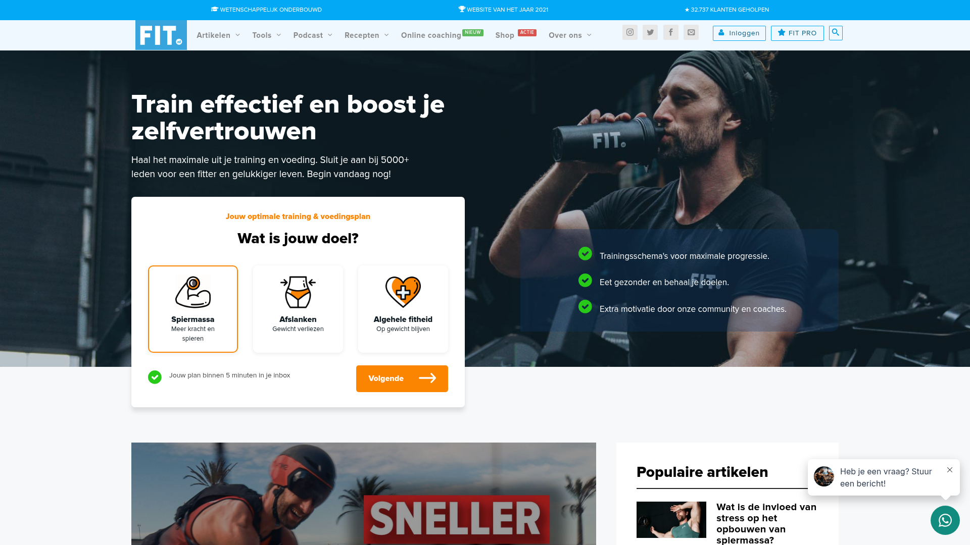 Screenshot van fit.nl