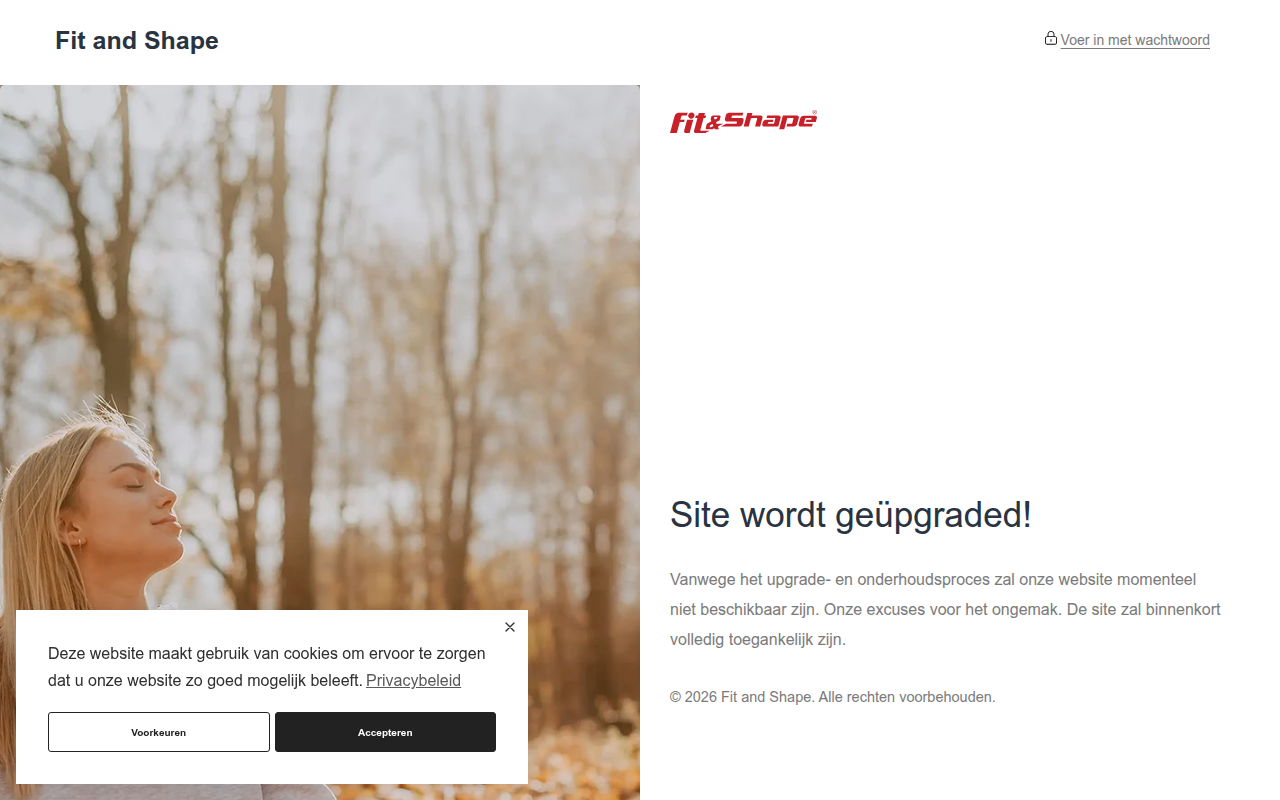 Screenshot van fitandshape.nl