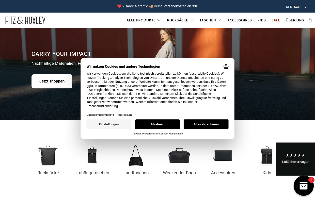 Screenshot van fitzandhuxley.com