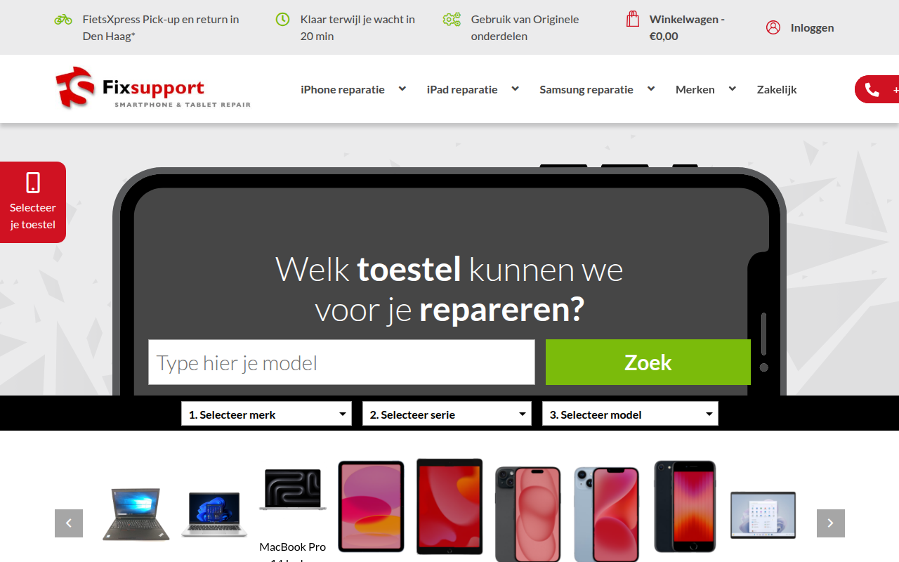 Screenshot van fixsupport.nl