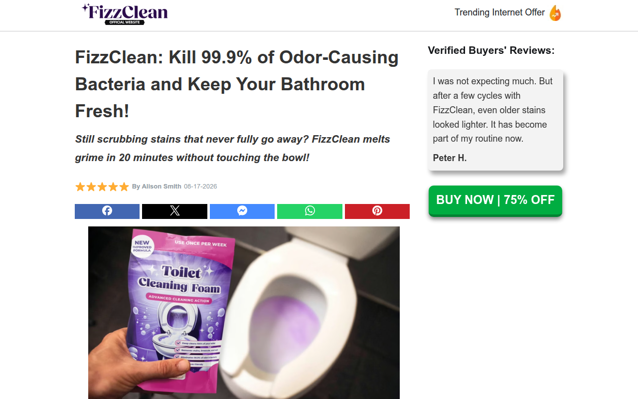 Screenshot van fizzcleantoiletfoam.com