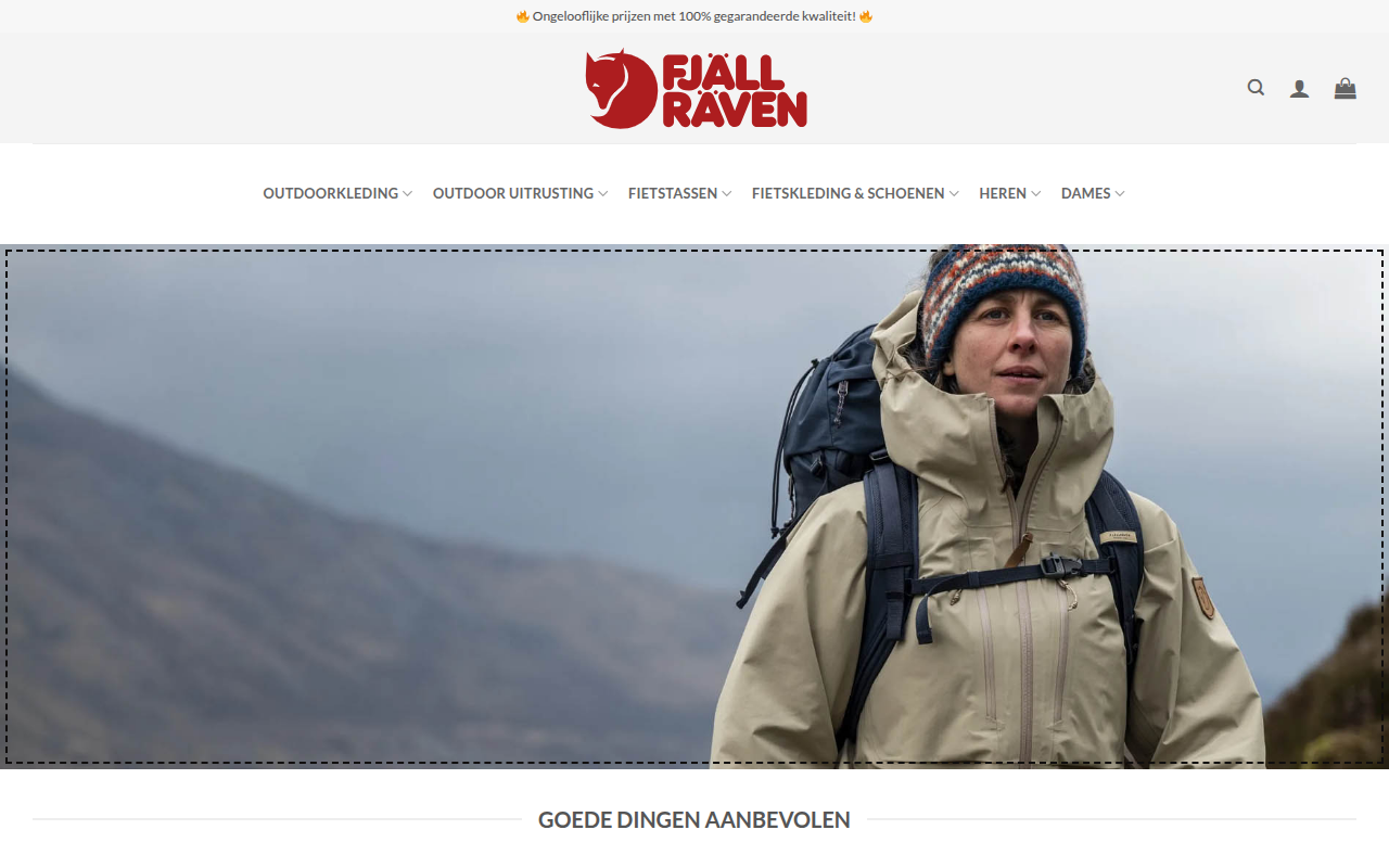 Screenshot van fjallravennederland.com