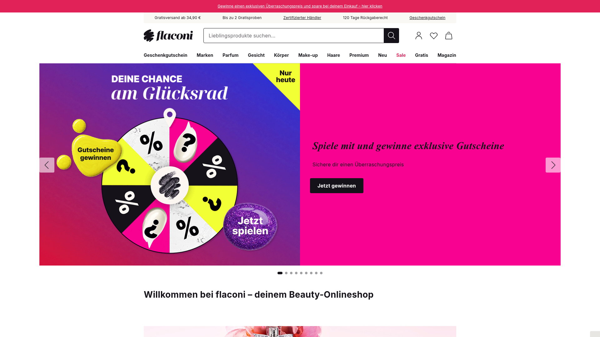 Screenshot van flaconi.de