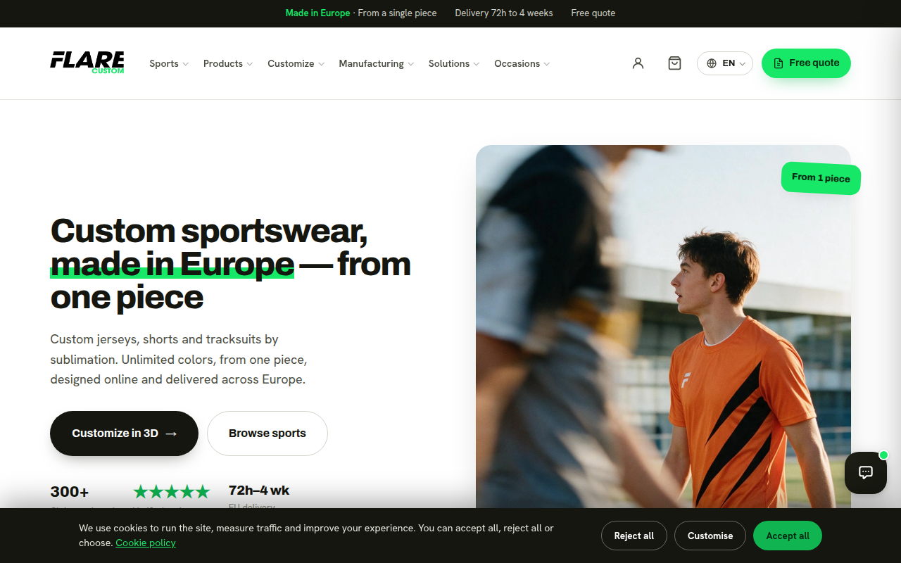 Screenshot van flare-custom.com