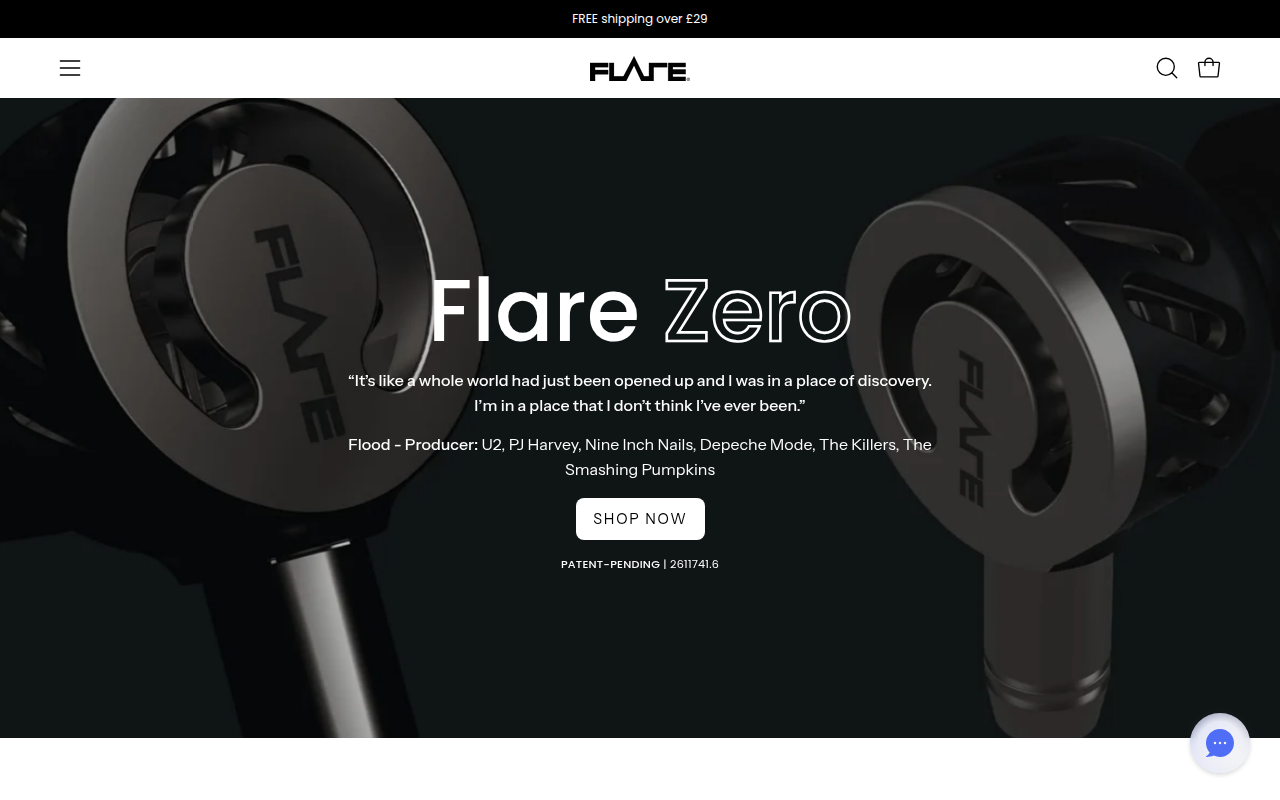 Screenshot van flareaudio.com