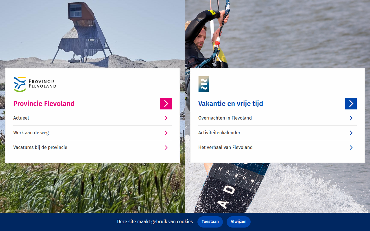 Screenshot van flevoland.nl