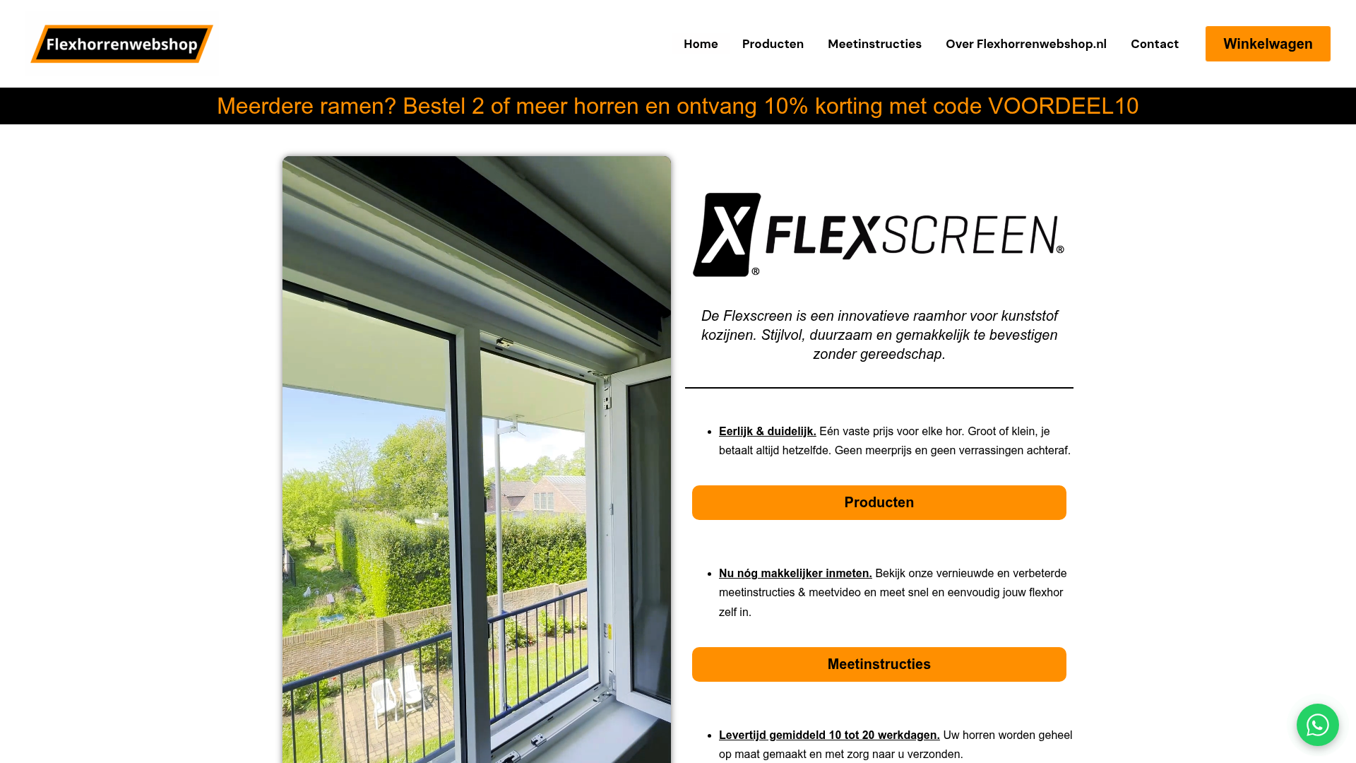Screenshot van flexhorrenwebshop.nl