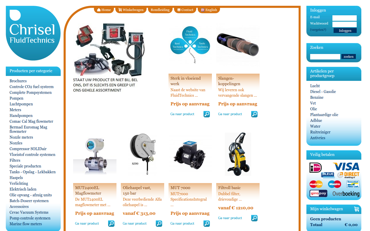 Screenshot van fluidtechnics.nl