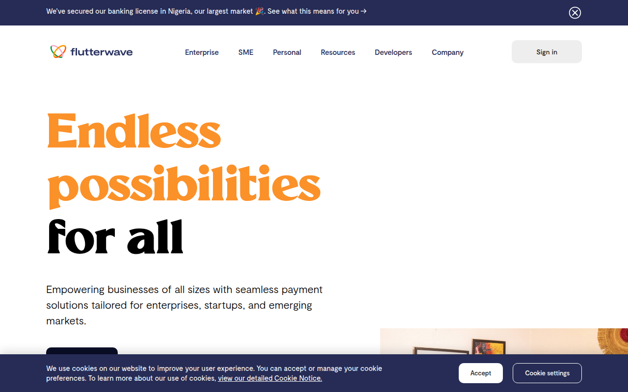 Screenshot van flutterwave.com