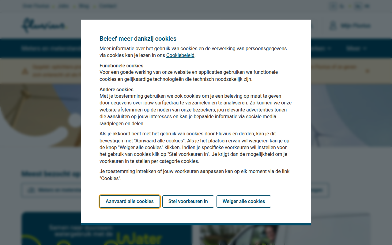 Screenshot van fluvius.be