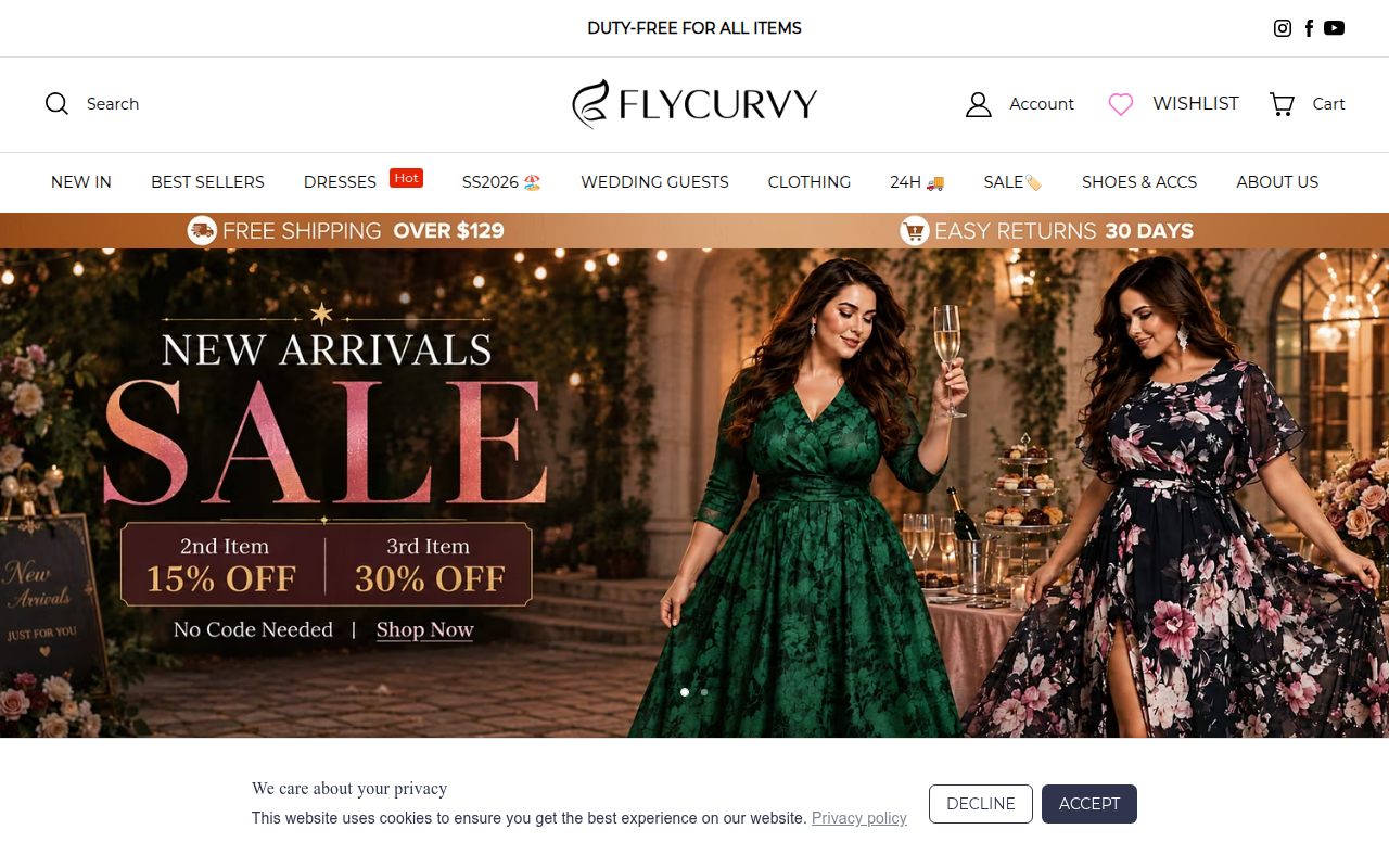 Screenshot van flycurvy.com