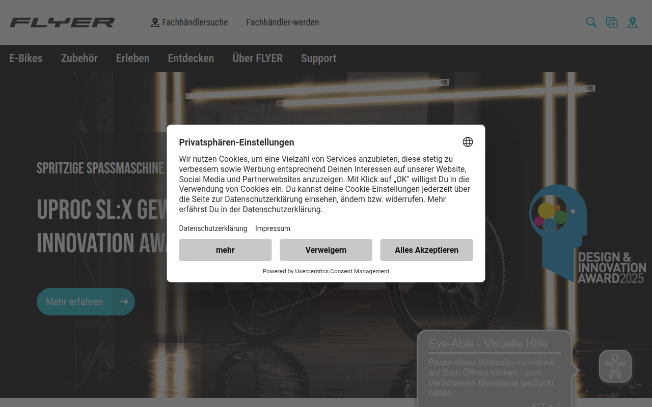Screenshot van flyer-bikes.com