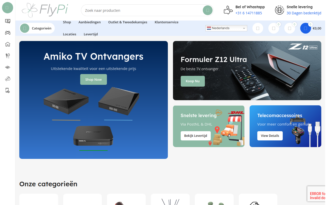Screenshot van flypi.nl.slimtronics.nl